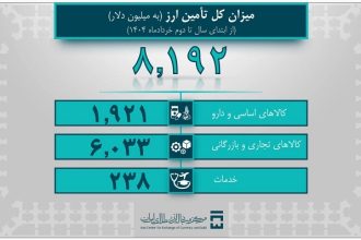 تامین 8 میلیارد و 192 میلیون دلار ارز مورد نیاز واردات و نیازهای خدماتی/ بیش از ۶ میلیارد دلار ارز مورد نیاز صنایع تأمین شد